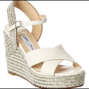 Jimmy Choo Dellena 100 silver Wedge Sandal sz 38